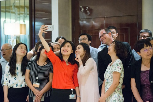 Mark Suzman poses for a group photo with the Gates Foundation China Country Office team in Beijing, China.