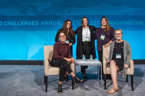 Gates Foundation staff members pose for a photo after the Grand Challenges Annual Meeting 2017 at the Marriott Marquis in Washington D.C. on October 4, 2017.