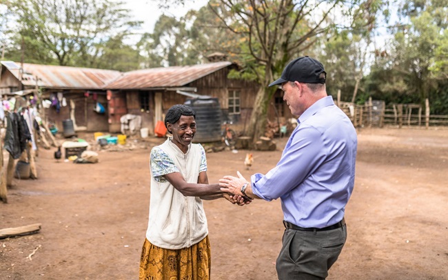 Mark Suzman, the Bill & Melinda Foundation's CEO, meets Martha Ndirangu, a smallholder farmer, in Naivasha, Kenya, on April 27, 2023.