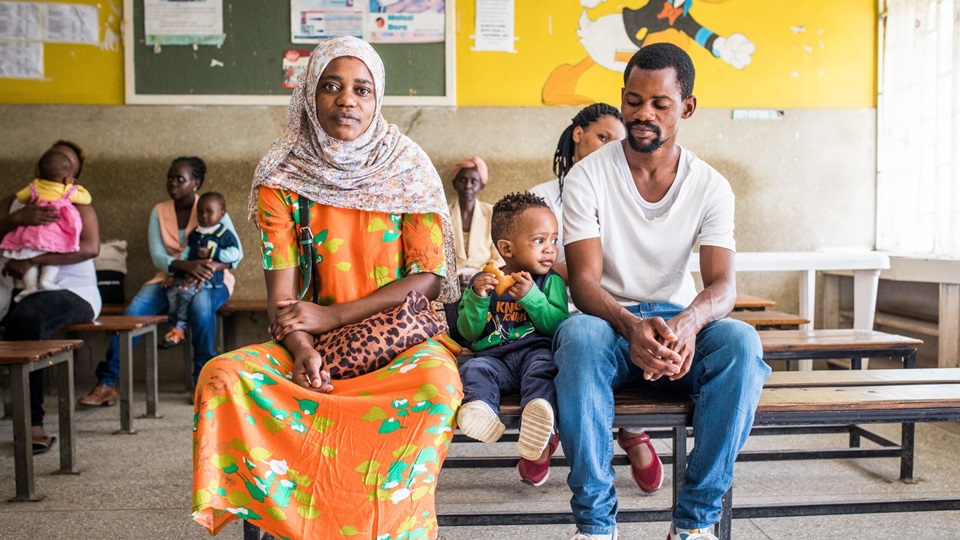 Kukawa Mubaraka, 1.5 years old, with his parents Hassan Mubarak and Rebhia Hamisi are seen at Umoja Heath Centre in Nairobi on May 16, 2019.